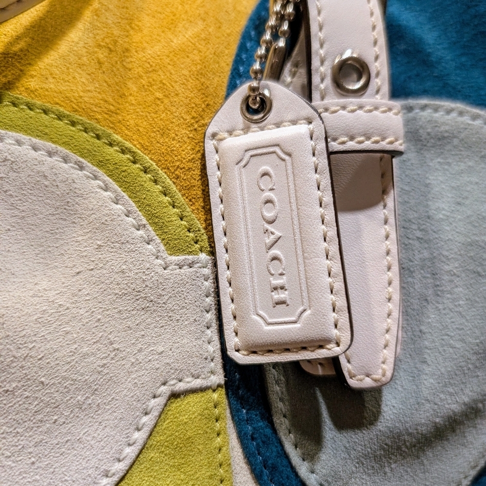 Coach Multicolor Suede Patchwork Tote - Blue, Yel… - image 4